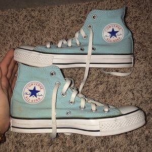 Baby blue converse high tops